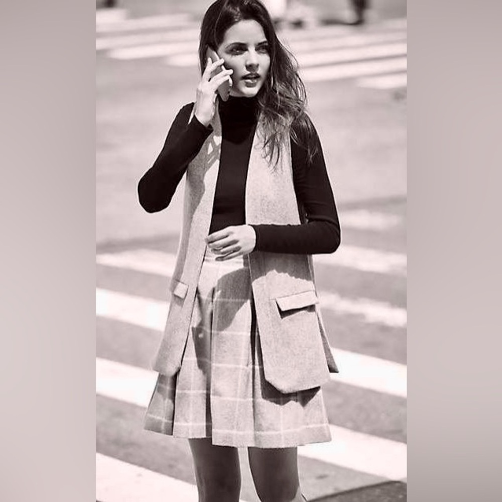 ANTHROPOLOGIE x Elevenses Easton Heather Gray Wool Vest